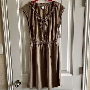 Old Navy Women’s Tan Short Sleeve V Neck Midi Dress; SZ S; BNWT